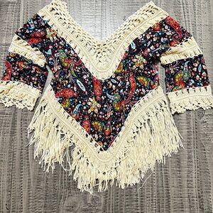 Colorful Paisley Fringe Blouse